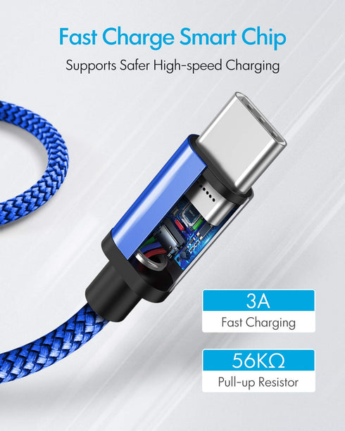 USB C Charger Cable 10ft 3-Pack, Extra Long USB-A to USB-C Fast Charging Cord, Nylon Braided for iPhone 16 15 Pro Max,