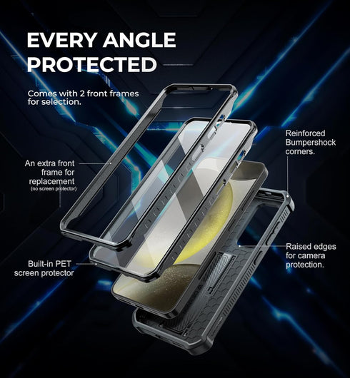 Dexnor Galaxy S24 Case - Heavy-Duty Shockproof, Full-Body Bumper, Built-in Slide Camera Cover, Screen Protector &
