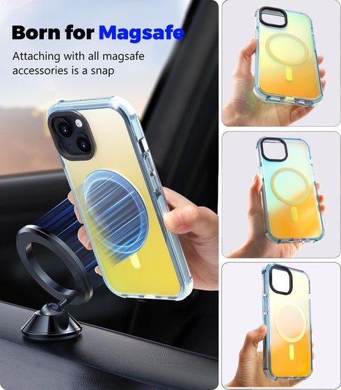 Tigowos Magnetic Bumper for iPhone 15 Case Fits MagSafe 20FT Drop Resistant Back Cover Shockproof Slim Fit for iPhone 15 Phone Case, Colorful