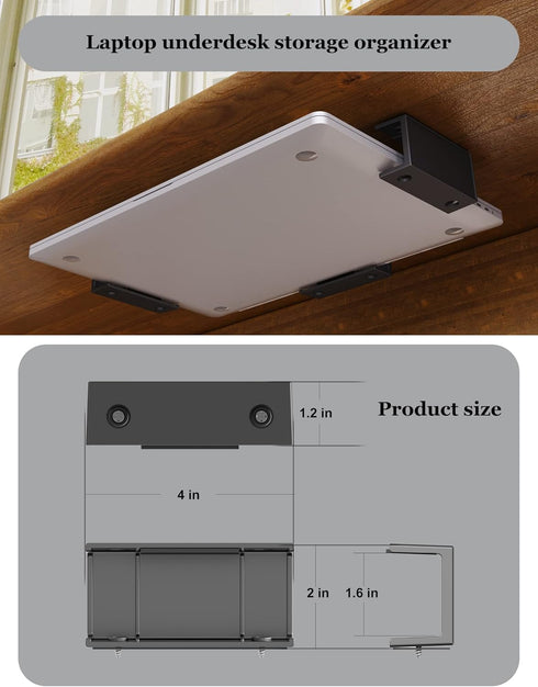 Under Desk Laptop Holder Under Desk Rack Mount for Keyboard & Small Devices Also Fit for Cable Box Wall Mount Tray Organizer Like Routers, Modems, Network Switch and More