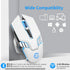 White Bluetooth Mouse, Rechargeable USB Wireless Dual Mode with RGB Light, Ergonomic for Laptop, MacBook