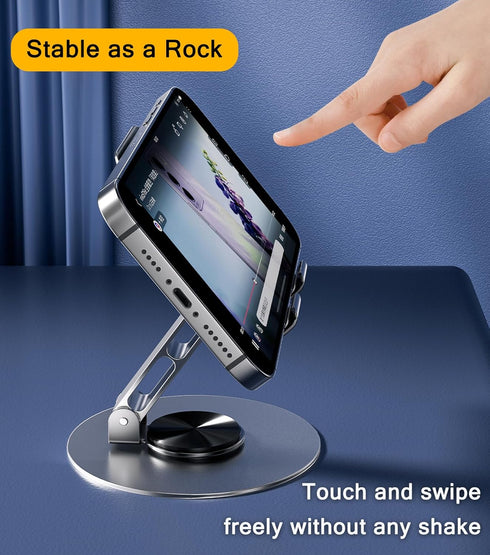 Jofnaylr Adjustable/Foldable/360 Desktop Phone Holder, Metal Cell Phone Stand for Desk, Fully Degree Rotating Phone
