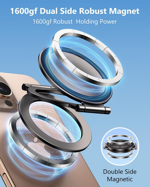 MAGDIGITEH 1/4" 17/16/15/14/13/12 Dual Magnetic Phone Ring Holder for MagSafe, Compatible with Magnet Gym Golf, Car