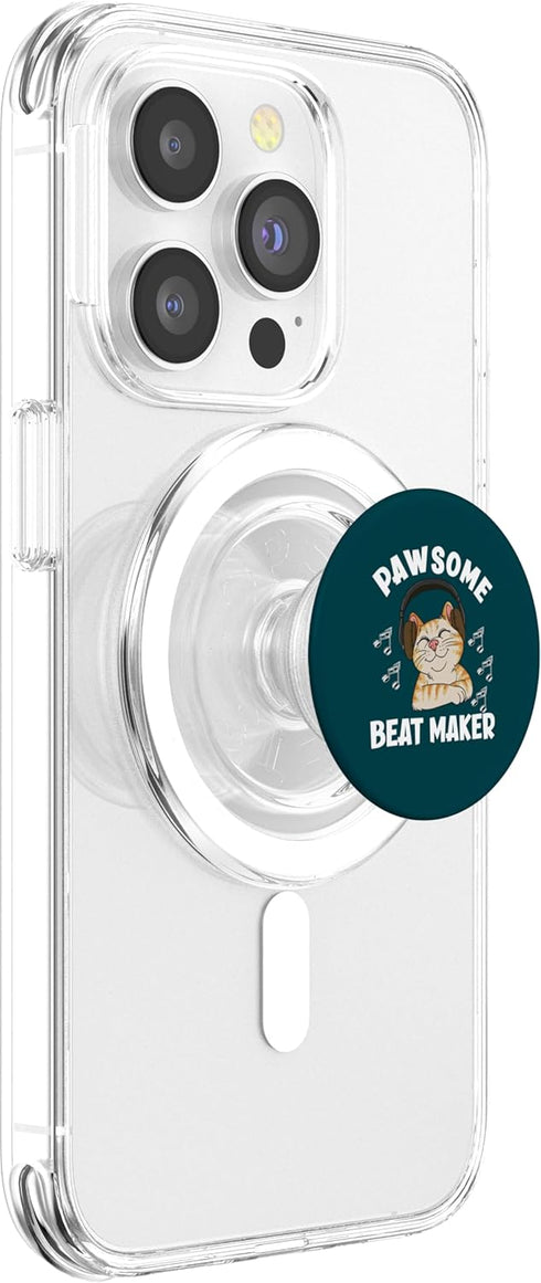 Funny Music Producer Designs For Music Lovers Pawsome Beat Maker Funny Ginger Cat Lover Music Producer PopSockets