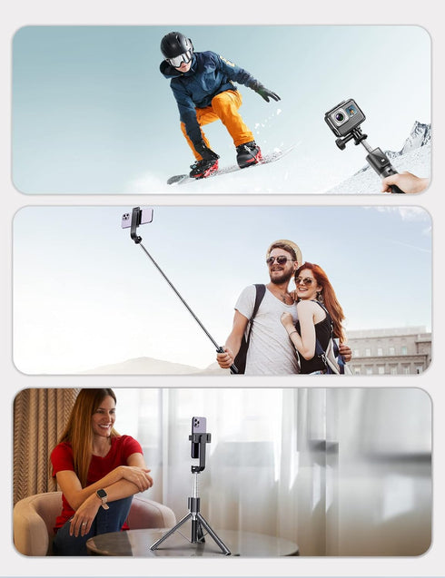 Portable 5 in 1 Selfie Stick Phone Tripod with Remote, Wireless Tripod for Cell Phone Compatible with iPhone 15/14/13