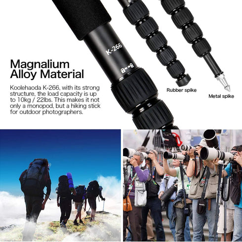 koolehaoda 61" 6-Section 15" (K-266 Camera Monopod Aluminum Portable Photography Unipod Stick, Telescopic, Folding is