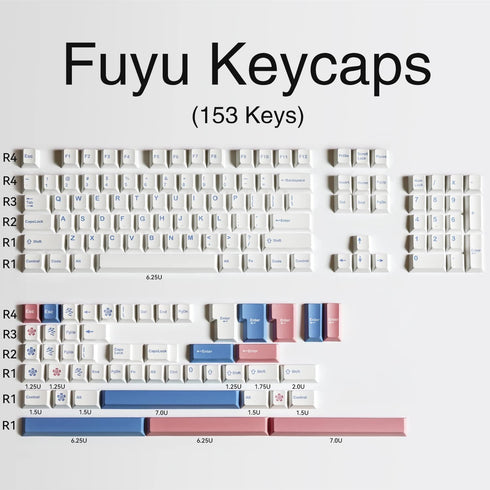 PBT Cherry Profile White Keycaps for Mechanical Keyboards, 153 Key Dye Sub MX Stem Key Caps Set for 60/65/75 Percent