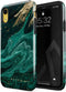 BURGA Phone Case for iPhone XR, Hybrid 2-Layer Hard Shell + Silicone Protective Case, Emerald Green Jade Stone