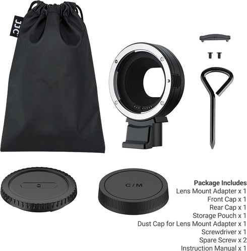 JJC EF-EOS M Auto Focus Lens Mount Adapter for Canon Sigma Tamron EF EF-S Lens to Canon EOS M50, M6, M5, M3, M200