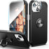 IDweel iPhone 15 Case: 2-in-1 Shockproof Cover with Screen Protector, 360° Ring Holder, Camera Lens Protector, Black.