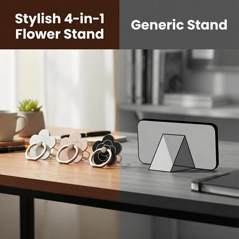 Geettcaifu 4 Flower,360 180Angle Pcs Cell Phone Ring Holder Rotate and Adjustable Metal Finger Ring Socket Grip