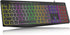 Wired Computer Keyboard, 7-Color Rainbow LED Backlit, Quiet Light Up Keyboard for Windows Mac PC Laptop