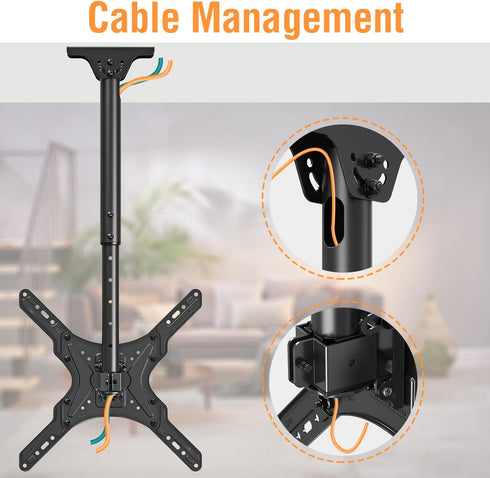 ELIVED Ceiling TV Mount for Most 26-65 Inch TVs, Full Motion Adjustable Bracket, Max VESA 400x400mm, 99 lbs