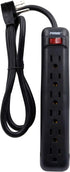Prime Wire & Cable 6-Outlet Power Strip, Right Angle Plug, 14-3 SJT 3-Feet Cord, Black, Model PB922009