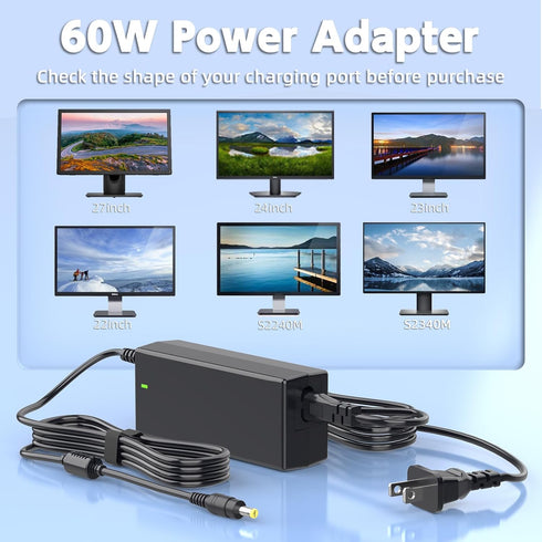 12V AC Adapter for Dell 22'' 23'' 24'' Monitors S2240M, S2240L, S2316H, Power Supply Cord for LED LCD Screens