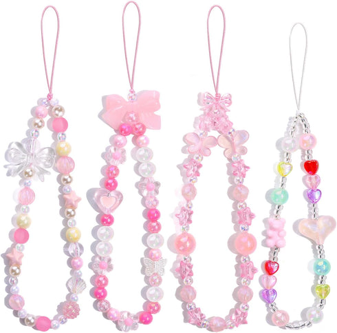 TINKRSTUFF 4 PCS Cute Phone Charms Aesthetic Y2K Cellphone Wrist Strap Bedazzling Bear