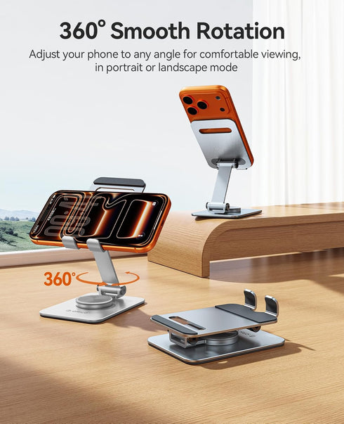 ORICO 360 6.9 Inches (PS2) Aluminum Phone Stand for Desk, Adjustable Metal Phone Holder with Stable Support and Smooth