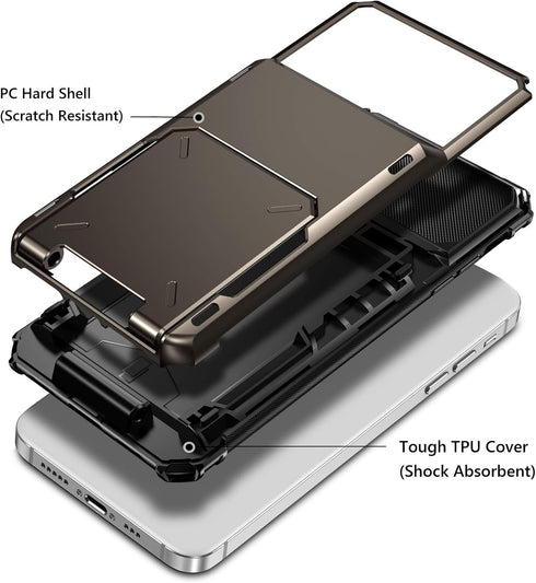 Vofolen Compatible with iPhone 12 Mini Case - 5G Wallet with 4-Card Slot, Anti-Scratch Dual Layer Hybrid TPU Bumper