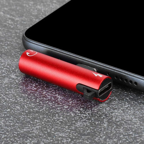 2Pcs USB Type-C to 3.5mm Female Headphone & Charger Adapter, 2-in-1 Fast Charging Cable for Type-C Phones (Red)