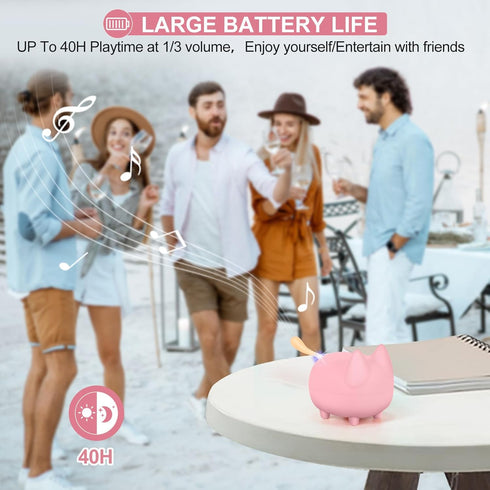Cute Bluetooth Speaker, Mini Cat Portable Wireless Speaker with Loud Stereo Sound, Built-in Mic, 40H Playtime