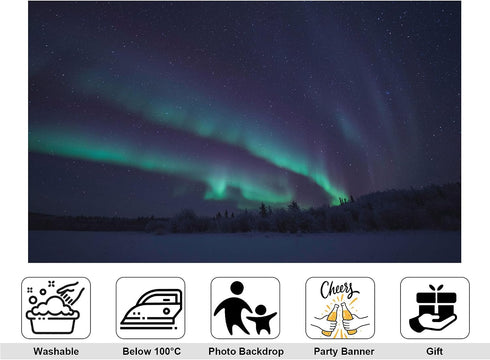 KeyWork 10x7ft Green Aurora Borealis Backdrop Starry Winter Night Scenery Photography Background for Northern Lights