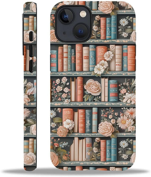 DAIZAG 15,Flower 2 15 Phone Case Compatible with iPhone Bookshelf Mixed Layer Soft Silicone+Hard PC Ddouble Protection