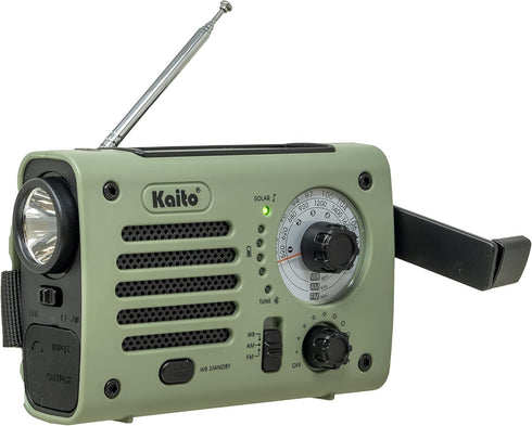 Kaito KA380 Emergency Radio & Portable Bluetooth Speaker, AM/FM NOAA Weather Radio, Rechargeable with Solar Panel