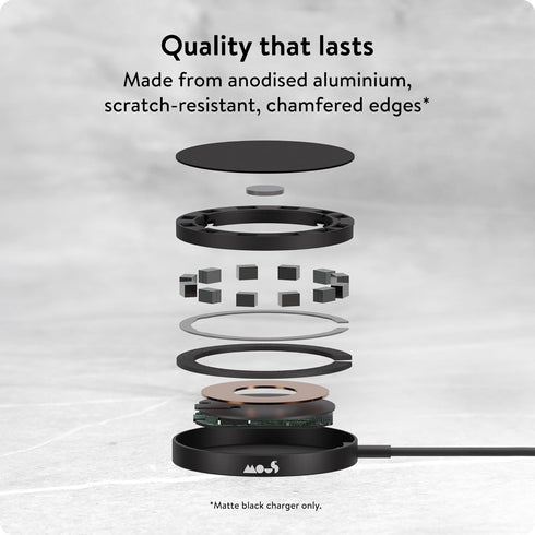 Mous Wireless Charger MagSafe Compatible Accessory for iPhone 16/15/14/13/12 with Integrated 1.2m USB-C Cable (Aramid