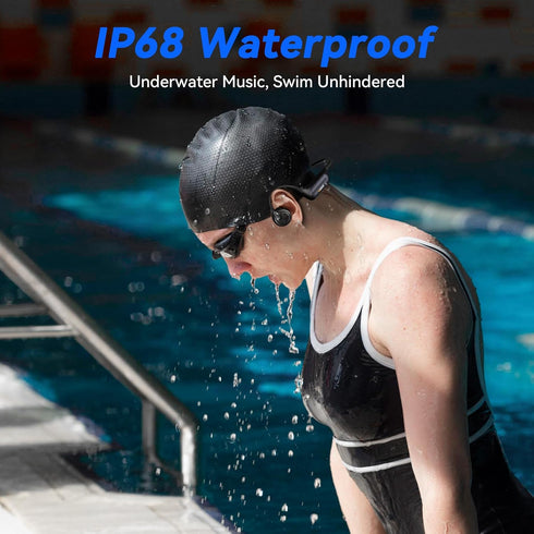 32GB MP3 Swimming,IP68 Voistek Bluetooth Bone Conduction Headphones with Mic,Built-in Player for Waterproof