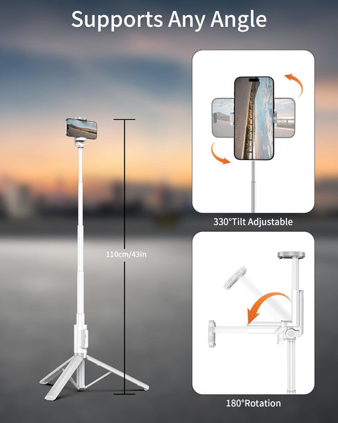 ACKIMA Selfie Stick Tripod - Tripod for iPhone with Remote, Lightweight Phone Stand for Android, Extendable Phone