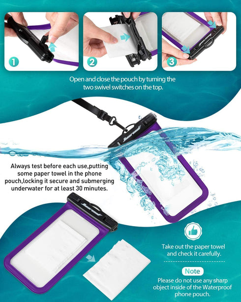 Hiearcool Universal Waterproof Phone Pouch, Dry Bag for iPhone 16 15 14 13 Pro Max, IPX8 Waterproof Case