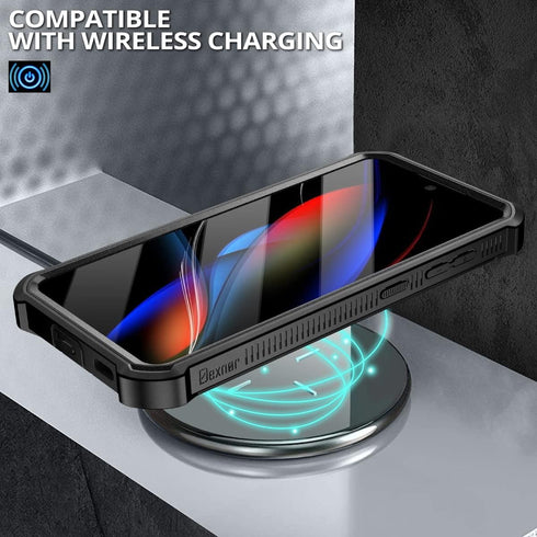 Dexnor Heavy Duty Case for Samsung Galaxy S21 FE 5G, Built-in Screen Protector and Kickstand, Black