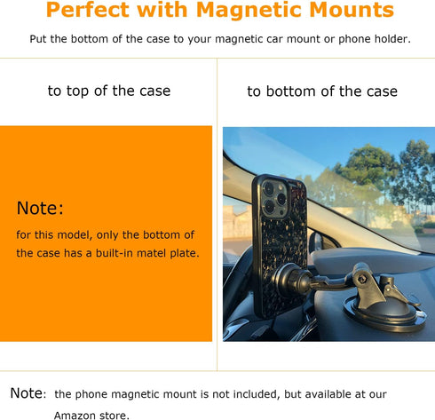 molzar Grip Series Case for iPhone 14 Pro with Real Forged Carbon Fiber, Built-in Metal Plate for Magnetic Mount,