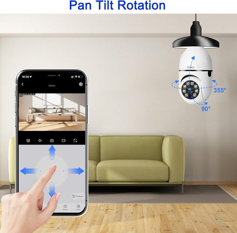 Light Bulb Security Camera 1080P Bulb Security Camera,360° Security Cameras Wireless Outdoor Indoor Full Color Day and Night, Motion Detection, Audible Alarm, Easy Installation Socket Camera (1)