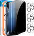 Fotbor iPhone 15 Pro Privacy Screen Protector & Camera Lens Protector 3+3 Pack, Easy Install Anti-Spy Tempered Glass