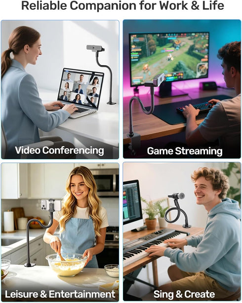 Etour 19" 4K C920 C920s C922 C922x C925e C930 C930e C960 C615 N60, 1/4" Webcam Stand Mount for Desk, Flexible Gooseneck