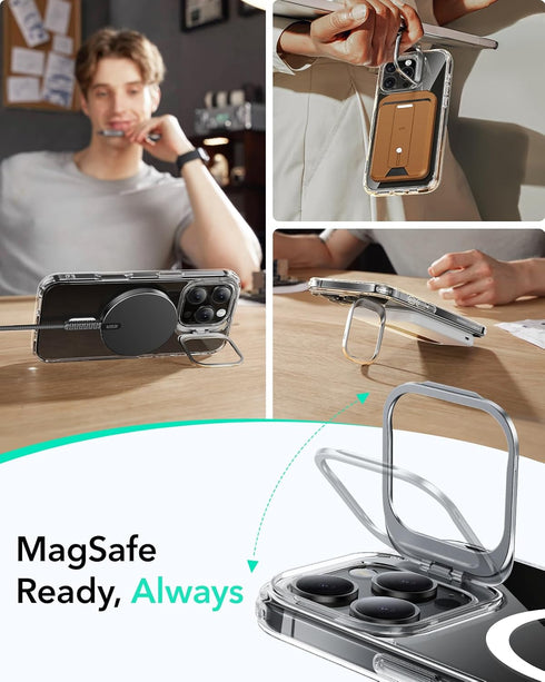ESR 16 for iPhone Pro Case, Compatible with MagSafe, Military-Grade Protective Case, Built-in Stash Stand Phone Case