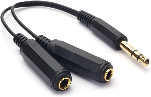 SiYear 6.35mm 1/4 inch Male Plug Stereo to 2 Dual 1/4 "TRS Female Jack Connector | Audio Speaker Cable, Y Splitter