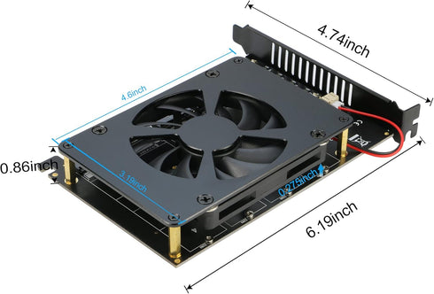 Quad NVMe PCIe Adapter, RIITOP 4 Ports M.2 NVMe SSD to PCI-e 4.0/3.0 x16 Card with Fan Support