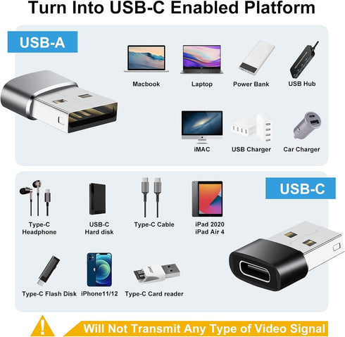 USB to USB C Adapter 8 Pack, USB C to USB Adapter for iPhone, MacBook Pro, iPad, iMac and More (Grey)