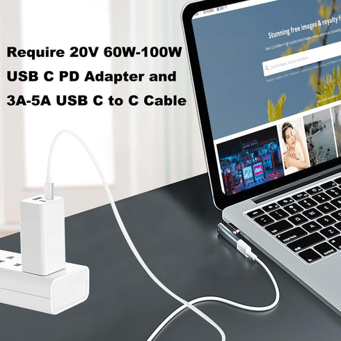 Magnetic USB C Female to Mag-Safe 2 T Tip Male Adapter, 100W PD Power Charger for MacBook Pro Air