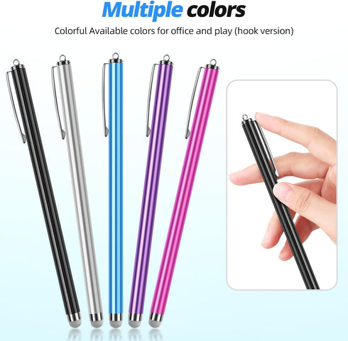 5 Pack Long Pen Body Stylus Pens for Touch Screens, High Sensitivity & Fine Point Capacitive Pen for iPad, iPhone,