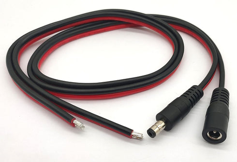 Halokny DC Power Pigtails Cable, 1 Pairs 14AWG DC5.5x2.1mm 12V 5A Male & Female Connectors Power Single Ended Extension Cable for CCTV Security Camera and Lighting Power Adapter 60cm/2Ft