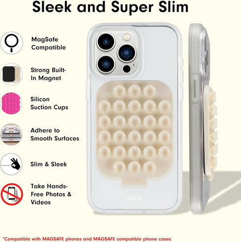 Sonix Magnetic Silicone Suction Cup Phone Mount for iPhone, Compatible with MagSafe - Off White