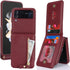 Cavor for Samsung Galaxy Z Flip 4 Case Wallet with Strap, Crossbody Lanyard Card Holder Stand, Cute Leather Zipper