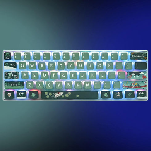 Green Pudding Keycaps PBT Translucent Keycap - 118 Key ASA Profile Keycaps 60 Percent Custom Keycap Set for Cherry