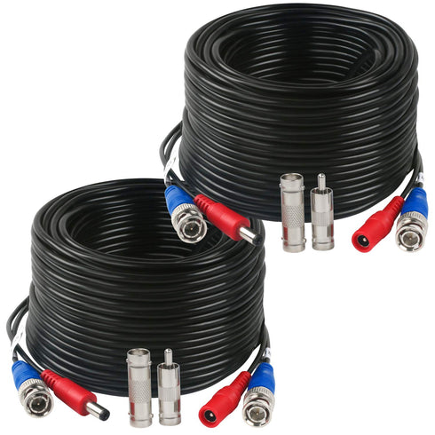 2 Pack 100 Feet BNC Video Power Cable,BNC Extension Wire Video Security