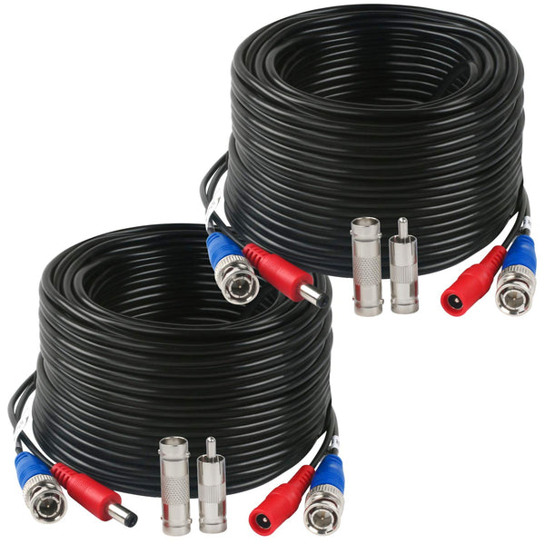 2 Pack 100 Feet BNC Video Power Cable,BNC Extension Wire Video Security