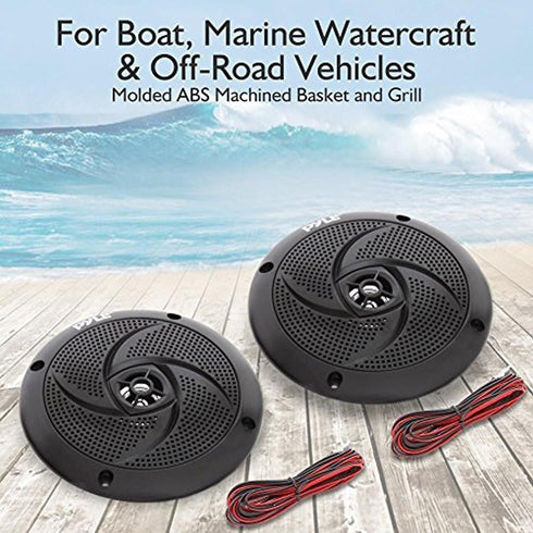 Pyle Marine Speakers, 6.5 Inch 2 Way Waterproof Outdoor Audio System, 240 Watt Power, 1 Pair, PLMRS6B Black