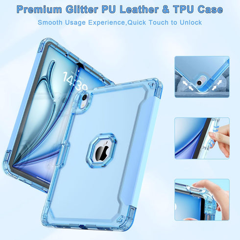 iPad Air 11" M2 (2024)/Air 5th/4th Gen 10.9" Case, Pencil Holder, Soft Leather Trifold Stand, Magnetic Smart Cover with